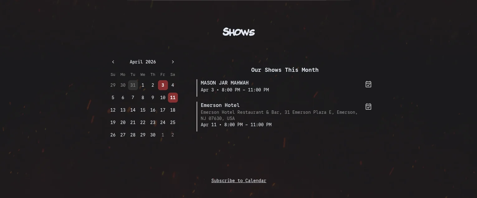 shows from google calendar